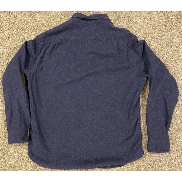 J Crew Flannel Shirt Mens Large Wool Blend Leather Elbow Patch Button Down Blue - Picture 6 of 11